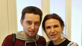 Эвелина Блёданс и Дмитрий Попов, музыкальный руководитель Детского Эстрадного коллектива Хор Ангелов